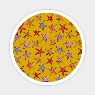 Starfishes in mustard backgroune Magnet